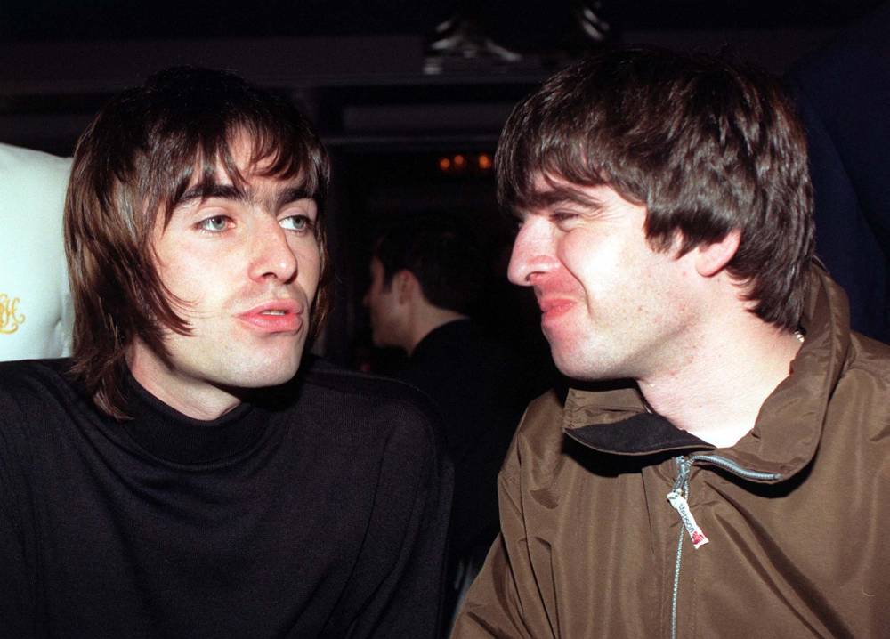 Oasis stars Liam and Noel Gallagher pictured at the Q Magazine music awards in London today (Fri). Oasis frontman Liam received the Best Act in the World trophy on behalf of the band at the 10th anniversary of the awards. See PA story SHOWBIZ Awards. Photo by Fiona Hanson/PA. 30/04/03 : Oasis stars Liam (left) and Noel Gallagher. The band's 1995 hit was named the greatest song of the past decade according to listeners of Virgin Radio. Music fans were asked to choose their favourite songs of the last 10 years to celebrate the tenth anniversary of Virgin Radio.
