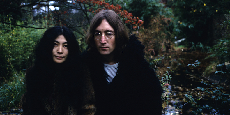 British musican and artist John Lennon (1940 - 1980) and Japanese-born artist and musician Yoko Ono. December 1968.
