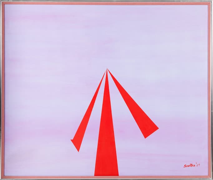 05-Frank-Sinatra-Oil-Painting-1989.-Rendered-on-canvas-depicting-a-red-arrow-like-form-against-a-mauve-background-signed-in-the-lower-right-corner-22Sinatra-8922-Elvina-Joubert-2